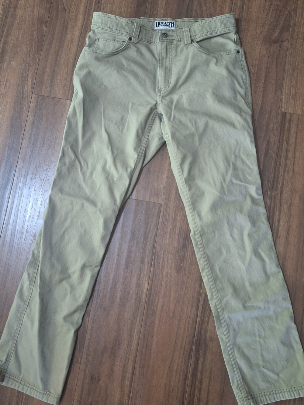 Duluth Trading Flex Fire Hose Slim Fit Khaki Pants Stretch Mens 34x33(tag 34x34)
